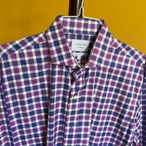 Ledbury fine shirt. XL slim fit dress shirt blue/purple plaid